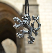 HERALDIC TWO-TAILED LION, PENDANT, SILVER PLATED - TIERE ANHÄNGER