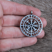 VEGVISIR, RUNES, PENDANT, SILVER, MOLDAVITE 12G - PENDANTS