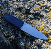 LOGAN DESIGNER KNIFE WITH LEATHER GRIP AND SHEATH, BLUE - KNIVES