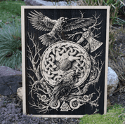 HUGINN AND MUNINN WALL DECORATION 30X40 WOOD - HOLZFIGUREN