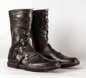 VARYAG, LATHER VIKING HIGH SHOES, BLACK - VIKING, SLAVIC BOOTS