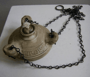 HANGING OIL LAMP - CERAMIC, 3 WICK - OIL LAMPS, CANDLE HOLDERS