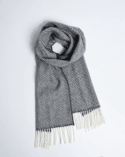 FOXFORD OXFORD AND WHITE CASHMERE BLEND SCARF, IRELAND - WOOLEN BLANKETS AND SCARVES, IRELAND