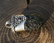 BOHEMIA, RAW MOLDAVITE PENDANT, STERLING SILVER - MOLDAVITE