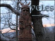 VELES, SLAVIC GOD, HAND CARVED WOODEN STATUE - OLD SLAVS