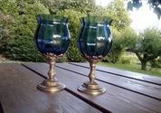 BLUE HUE, GOBLET 150 ML, BLUE GLASS AND PEWTER - RÉPLIQUES HISTORIQUES DE VERRE