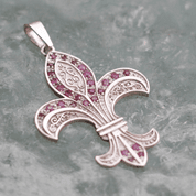 FLEUR DE LIS, LUXURY SILVER PEDNANT WITH RUBIES AG 925 - PENDANTS