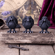 THREE WISE RAVENS 8.7CM - FIGURINES, LAMPES