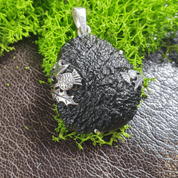 ALBA THISTLE - MOLDAVITE, SILVER PENDANT AG 925 - MOLDAVITES, CZECH