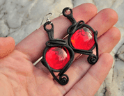 OHRRINGE -  GLAS - ROT - SCHMUCK MIT STEINEN