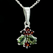 ODESSA, SILVER PENDANT, MOLDAVITE, GARNET - MOLDAVITES, CZECH