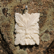 GREENMAN, CARVED BONE PENDANT - CELTIC PENDANTS