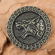 SLAVIC WOLF PENDANT, ZINC ANT. BRASS - SLAVIC AMULETS