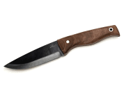 CARBON STEEL FIXED-BLADE BUSHCRAFT KNIFE WALNUT HANDLE WITH LEATHER SHEATH - COUTEAUX ET ENTRETIEN