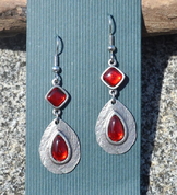 HESTIA, EARRINGS, RED GLASS - COSTUME JEWELLERY