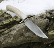 WYATT, BOWIE KNIFE WITH ANTLER, HAMON HARDENING - KNIVES