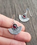 AZTEC, SILVER EARRINGS AG 925, GARNET - EARRINGS