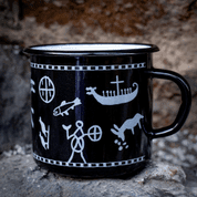 TANUM ROCK CARVINGS ENAMEL MUG - MUGS, GOBLETS, SCARVES