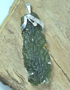 CERES, RAW MOLDAVITE PENDANT, STERLING SILVER - MOLDAVITES, CZECH