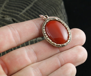 AGATE - RED, LARGE, BRONZE, PENDANT - BRONZE HISTORICAL JEWELS