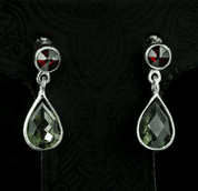 PETRONIA, SILVER EARRINGS, MOLDAVITE, GARNET - MOLDAVITES, CZECH