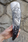 DRAGON, CARVED DRINKING HORN - DRINKING HORNS