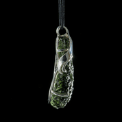 ERIS, CZECH MOLDAVITE STERLING SILVER PENDANT - MOLDAVITES, TEKTITES