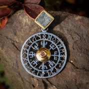 VEGVISIR, RUNES, PENDANT, SILVER, AQUAMARINE - PENDENTIFS