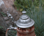 BEER TANKARD WITH A TIN LID - HISTORICAL CERAMICS