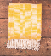 YELLOW HERRINGBONE, MERINO BLANKET, IRELAND - WOOLEN BLANKETS AND SCARVES, IRELAND