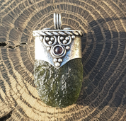 BOHEMIA, RAW MOLDAVITE PENDANT, STERLING SILVER - MOLDAVITE