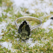 GABRETA, LUXURY SILVER RING WITH CZECH MOLDAVITE - MOLDAVITES, CZECH