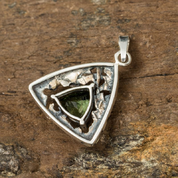 TRITON, PENDANT, FACETED MOLDAVITE JEWELRY, SILVER - MOLDAVITES, CZECH