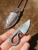 NECK KNIFE WITH LEATHER SHEATH, FORGED - KNIVES