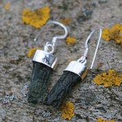 ZELDA, MOLDAVITE EARRINGS AND SILVER - MOLDAVITES, CZECH