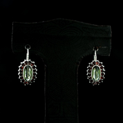 MORVAN, SILVER EARRINGS, MOLDAVITE, GARNET - MOLDAVITES, CZECH