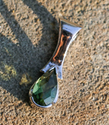 PLACIDA, MOLDAVITE SILVER PENDANT - MOLDAVITES, CZECH