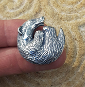 BADGER, PENDANT, STERLING SILVER - PENDANTS