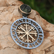 VEGVISIR, RUNES, PENDANT, SILVER, MOLDAVITE - PENDANTS