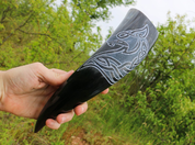 CELTIC WOLF, CARVED DRINKING HORN - DRINKING HORNS