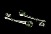 ESTELLE, MOLDAVITE, EARRINGS, SILVER - MOLDAVITES, CZECH