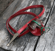 FLEUR DE LIS, ESCARCELLE MÉDIÉVALE AVEC CEINTURE, ROUGE - AUMÔNIÈRES, SACS ET BOURSES