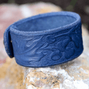 EICHENBLÄTTER, LEDERARMBAND - BLAU - LEDERARMBÄNDER