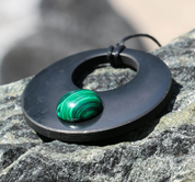 SHUNGITE AND MALACHITE NECKLACE - SHUNGITE - JEWELRY, PYRAMIDS