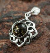 ZVEZDA, PENDANT, BALTIC AMBER, SILVER - AMBER JEWELRY