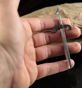 SWORD WITH GLASS, PEWTER PENDANT - DRAGON FANTASY AMULETS