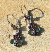 DANKA, SILVER EARRINGS, MOLDAVITE, GARNET - MOLDAVITES, CZECH