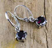 ORNELLA, GARNET EARRINGS, SILVER - EARRINGS WITH GEMSTONES, SILVER