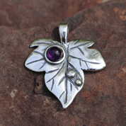 EFEU BLATT, SILBER ANHÄNGER AMETHYST - ANHÄNGER - SCHMUCK, SILBER