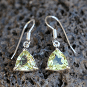 TRIANGULAR, SILVER EARRINGS WITH CITRINE - EARRINGS WITH GEMSTONES, SILVER